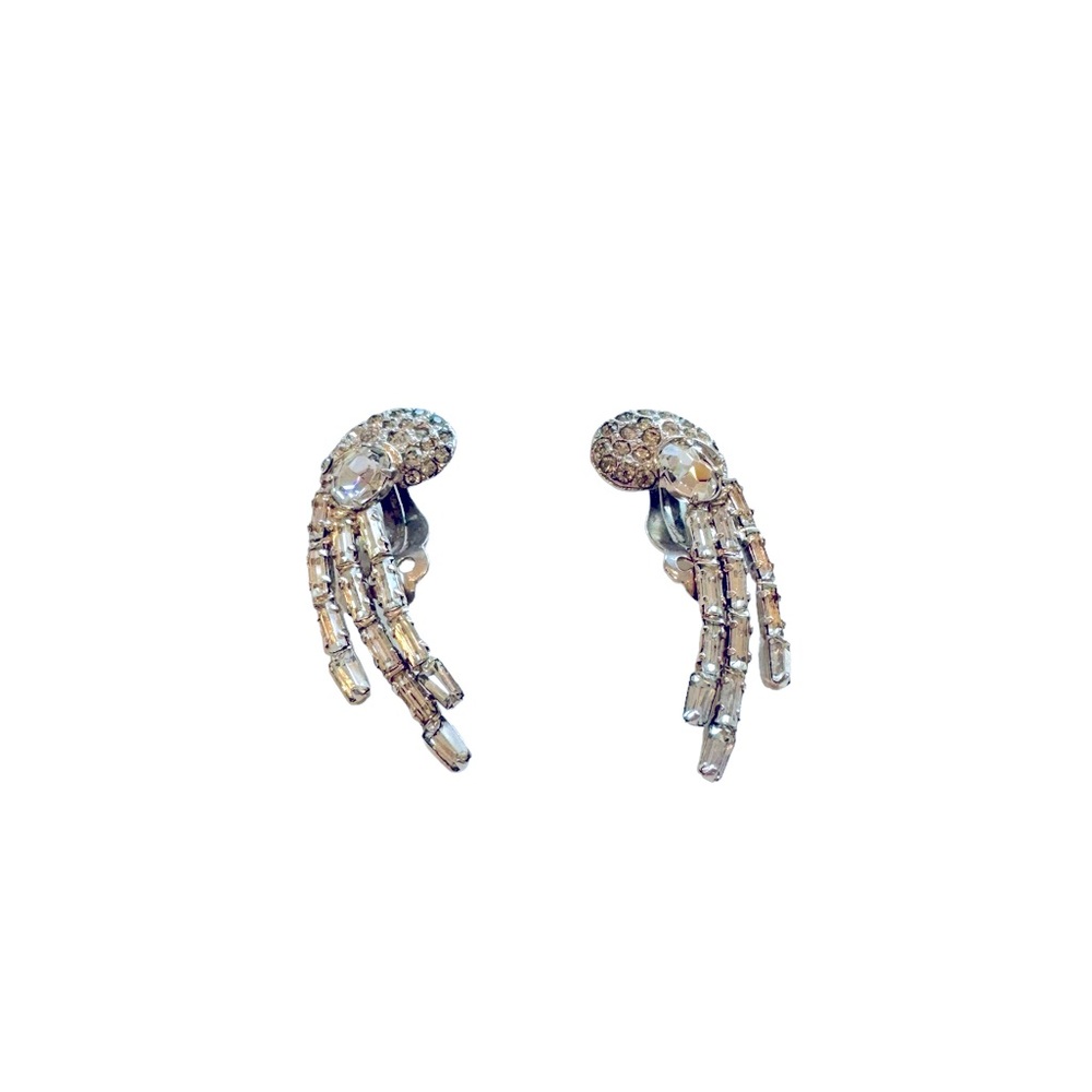 Vintage Comet Style Rhinestone Earrings. Clip-on. EUC - Picture 5 of 5